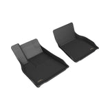 All-Weather Custom-Fit Floor Mats for Tesla Model S 2021-2025 with Non-Slip Backing - Black - 1st Row