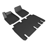 All-Weather Custom-Fit Floor Mats for Tesla Model X 5 Seat 2022-2025 with Non-Slip Backing - Black - 1st Row 2nd Row