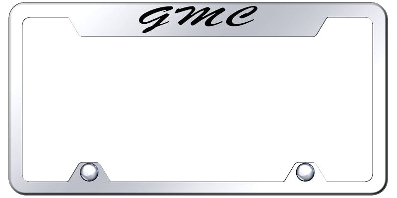 GMC Script Steel Truck Cut-Out Frame - Laser Etched Mirrored