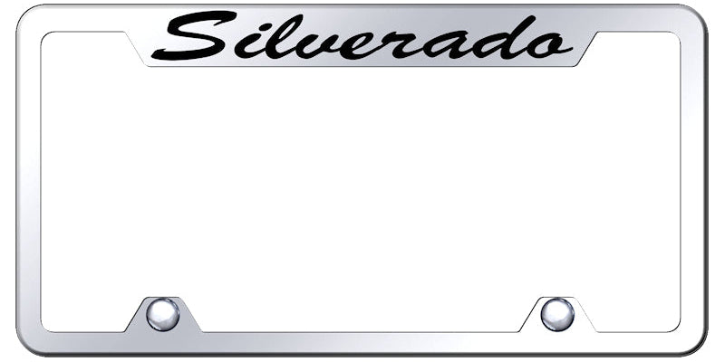 Silverado Script Steel Truck Cut-Out Frame - Etched Mirrored