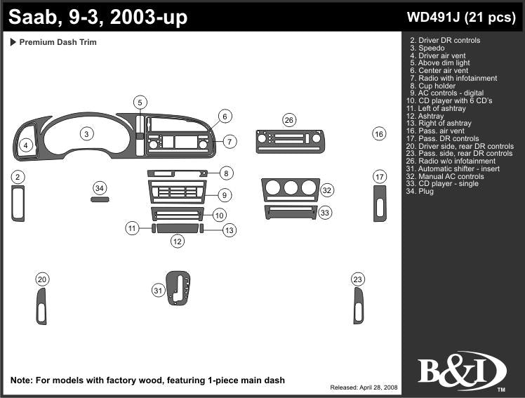 2003-2006 Saab 9-3 4 Door Dash Kit