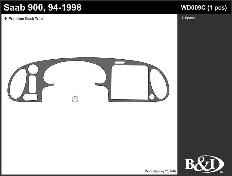 1994-1998 Saab 900 4Door Dash Kit (Main Dash Bezel Only)